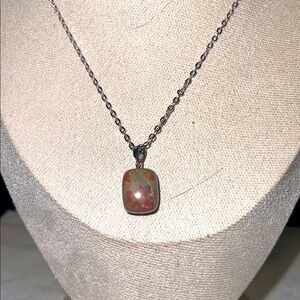 Elegant  Unakite Stone Pendant Necklace